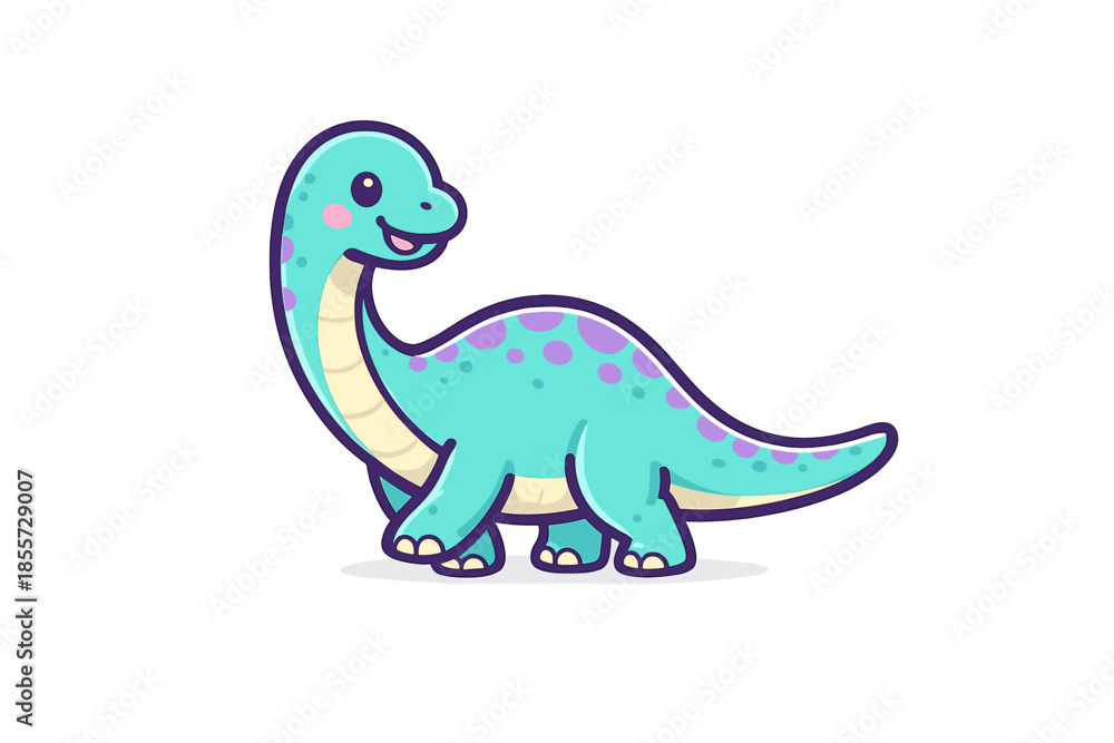 Naklejka premium Cute cartoon dinosaur with purple spots