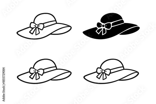 Four hats with bows on a dark background