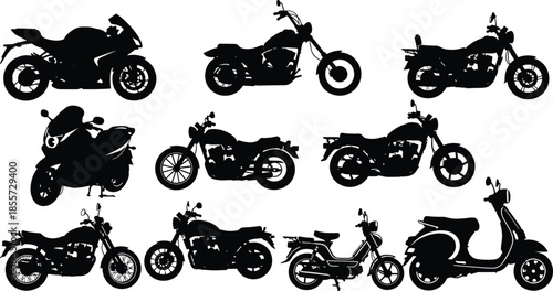 Motorcycle Silhouettes Collection Vector Art motorbike illustration icon