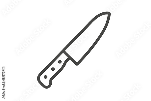 Outline of a chef's knife on a grey gradient background
