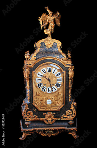 antique clock isolated on black
