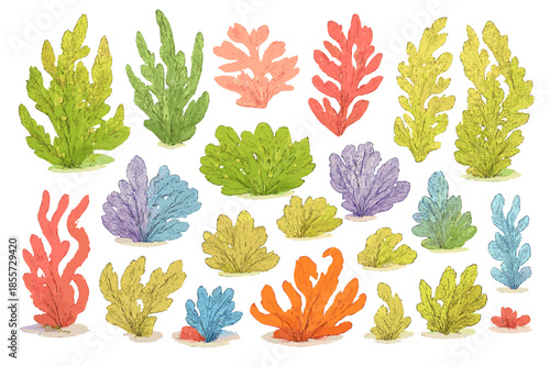 Abstract colorful coral reefs on a gradient background