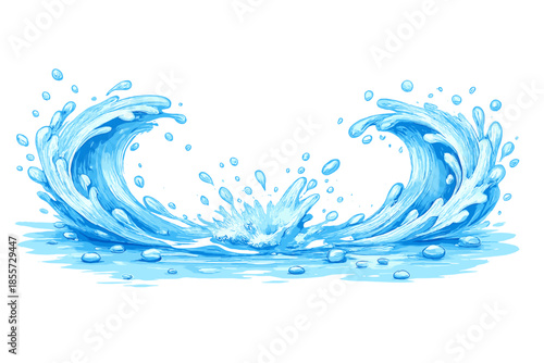 Abstract Blue Water Splash with Glowing Effect
