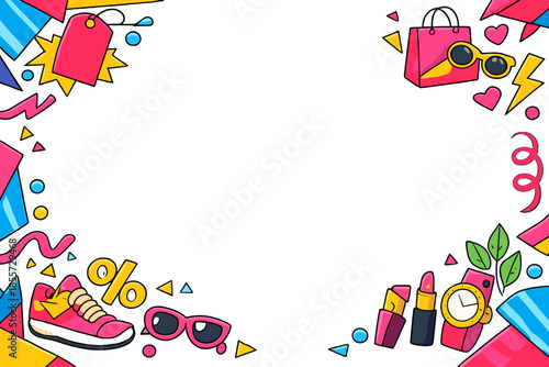 Shopping Theme Border with Icons