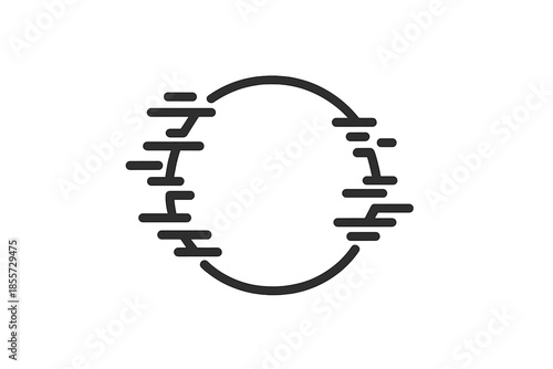 Abstract circular connection icon with data flow effect