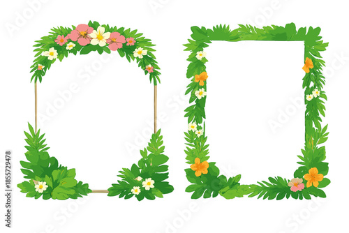 Floral Arch and Rectangle Frames with Lush Greenery