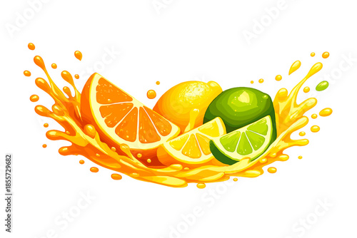 Vibrant Citrus Splash with Orange, Lemon, and Lime