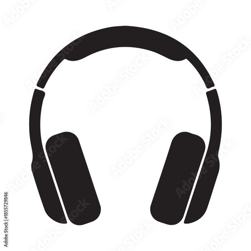 Black headphones icon on white background vector illustration