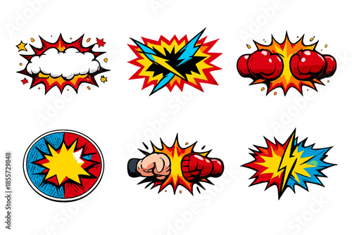 Retro Comic Book Battle Graphics Collection