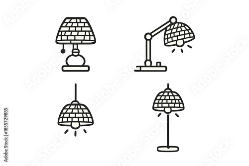 Set of four lamps icons with light effects