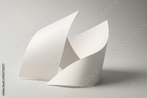 Wallpaper Mural Abstract Minimalist White Paper Sculpture with Curved Geometric Shapes Torontodigital.ca