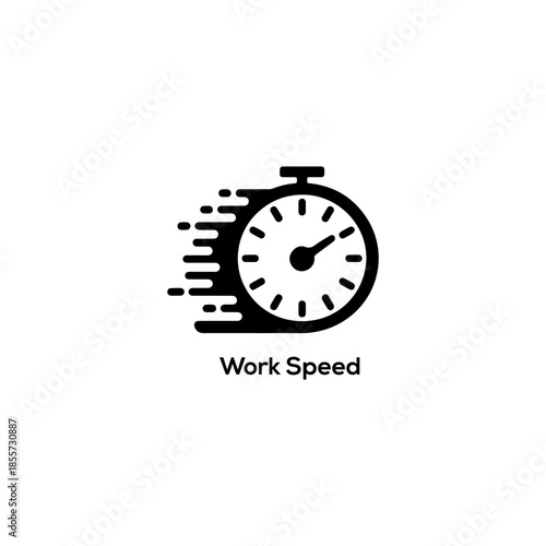 Fast Work Speed Stopwatch Icon Showing Motion for Productivity, Time Tracking, Efficiency Boost, Deadline Performance and Quick Task Execution