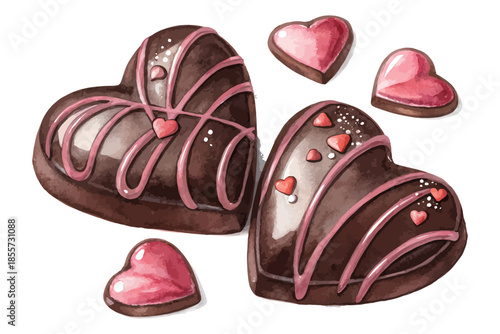 Watercolor Chocolate Truffle Heart  vector illustration