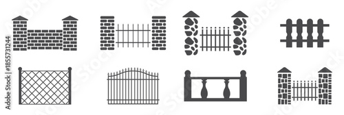set of isolated icons on a theme fence