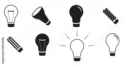 set of isolated icons on a theme light bulbs