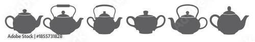 six gray teapot silhouettes different styles and shapes 