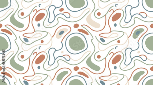 Vibrant abstract shapes in earthy tones on white background