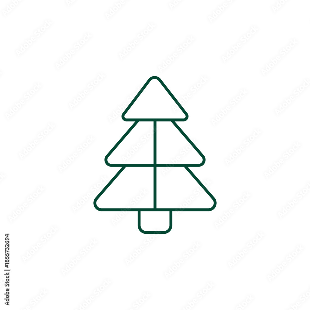 Fototapeta premium Outline Christmas Tree Icon, Editable Stroke Vector Evergreen Illustration 