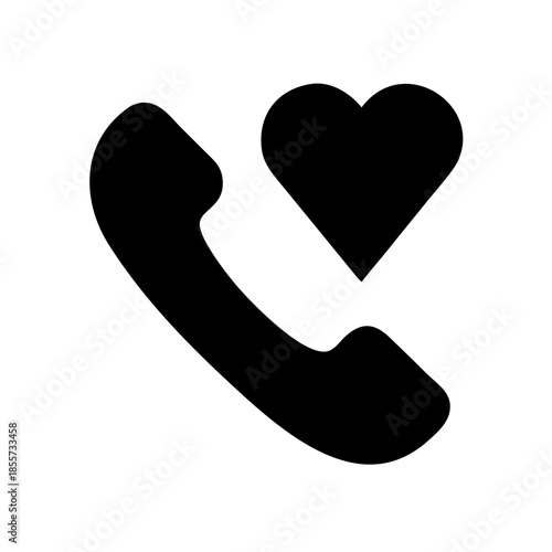 Phone receiver and heart icon isolated on white background