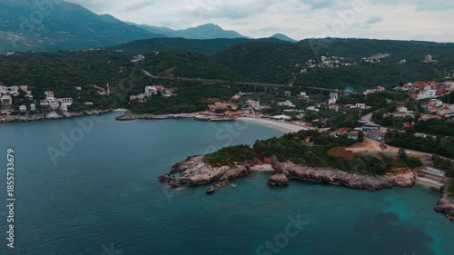 Utjeha Beach aerial view in Montenegro