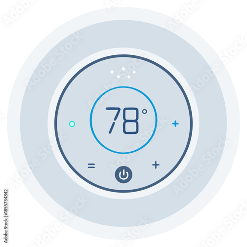 Smart Round Digital Thermostat Home Climate Control Illustration Vector 