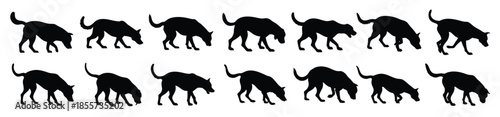 Sniffing Dog Silhouette Vector Set - Canine Tracking and Hunting Icons