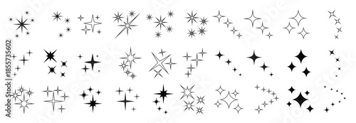 star icon set twinkling star illustration sign collection
