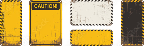 Yellow and black warning sign background with caution tape design, Vector illustration.