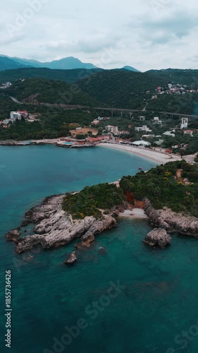 Utjeha Beach aerial view in Montenegro