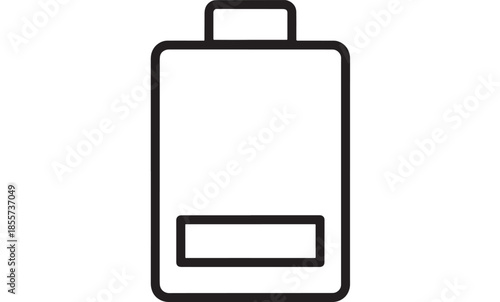Simple black battery icon with low charge level on transparent background silhouette