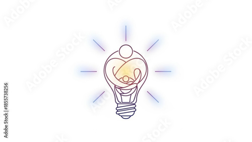 Light bulb with intertwined figures forming a heart symbolizing love and new ideas a creative concept for inspiration and innovation
