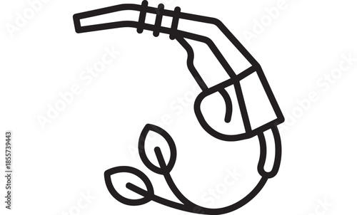 Fuel pump nozzle outline illustration on transparent background silhouette