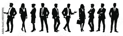 silhouette of diverse professionals in business attire 