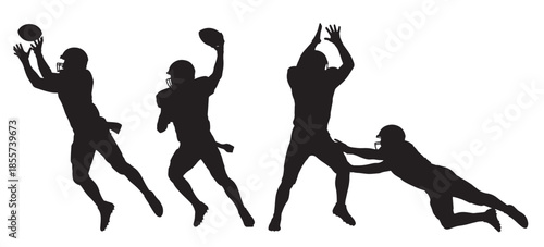 silhouettes of american football players in action during 