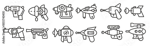 space gun icons set