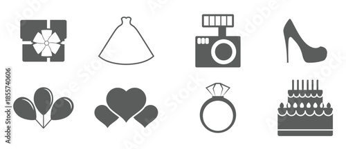 set of isolated icons on a theme wedding 