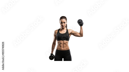 Fitness woman exercising with dumbbells