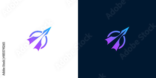 Rocket Launching into Circle Icon Set, Symbolizing Growth and Forward Momentum