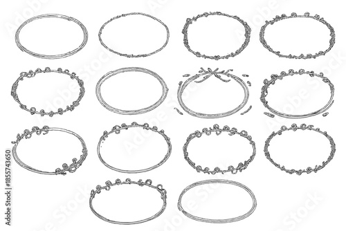 Collection of delicate oval frames with floral and beaded embellishments