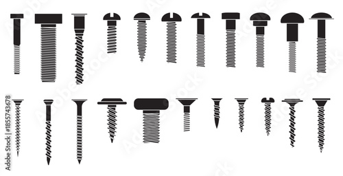 self tapping screw icon vector set screw illustration sign