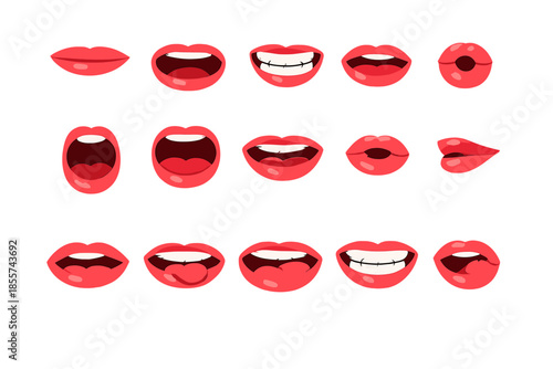 Collection of cartoon lips in various expressions