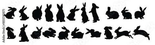  set of bunny rabbit silhouette 