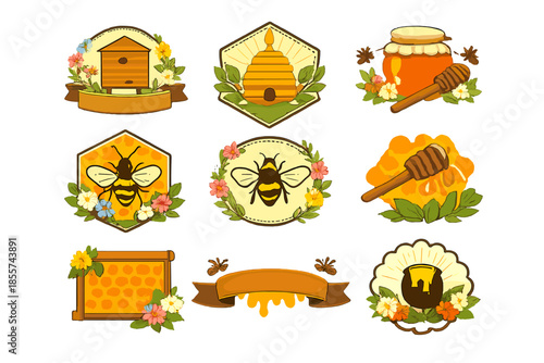 Collection of Honey and Bee Themed Graphics