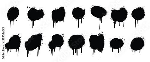  set of graffiti spray painted lines and grunge dots isolated 