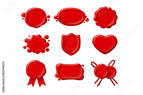 Collection of Red Wax Seals on Gradient Background