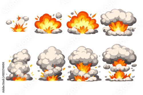 Explosion animation sequence with fire and smoke