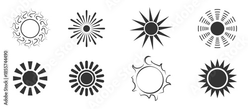  set of isolated icons on a theme sun