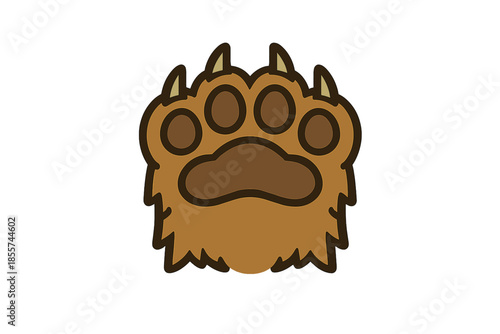Cartoon Bear Paw Print Emblem