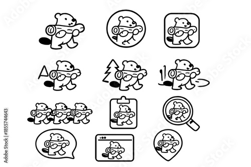 Cute Cartoon Bear with Log