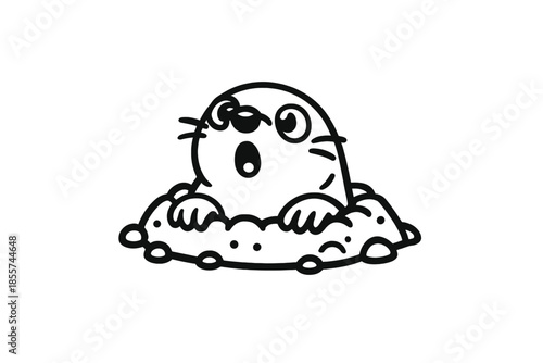 Cute cartoon mole popping out of the ground